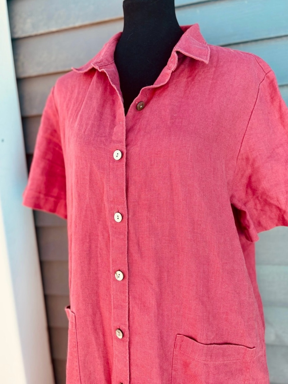 Nordstrom Linen Button-Front Midi Dress - Rose Pink